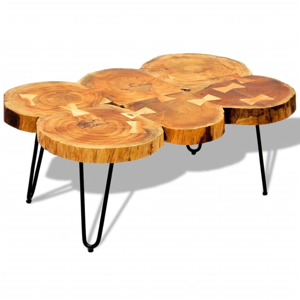 Petromila vidaXL Konferenčný stolík 35 cm, 6 kmeňov, drevený masív sheesham